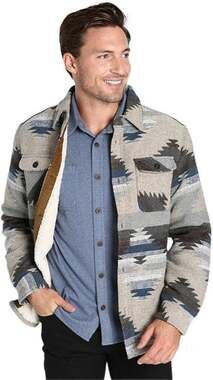 Jachs NY Mens M Wool Blend Sherpa Lined Shirt Jacket Southwestern Aztec HR15-21